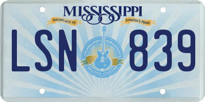 MS license plate LSN839