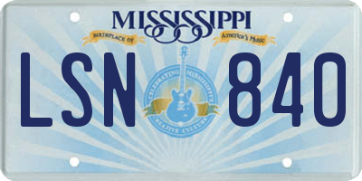 MS license plate LSN840