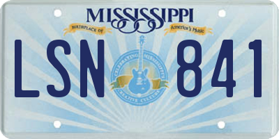 MS license plate LSN841