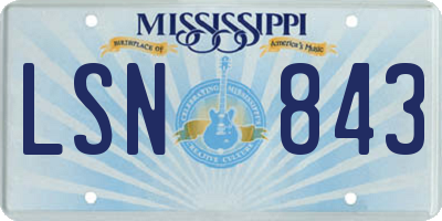 MS license plate LSN843
