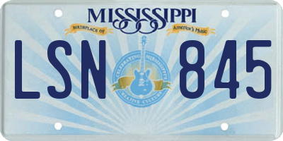 MS license plate LSN845