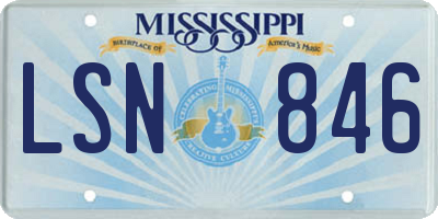 MS license plate LSN846