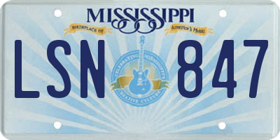 MS license plate LSN847