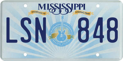 MS license plate LSN848