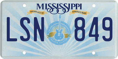 MS license plate LSN849