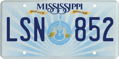 MS license plate LSN852