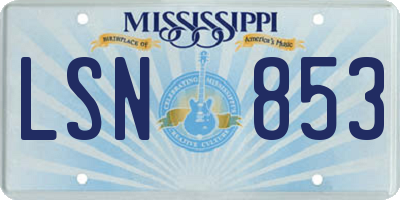 MS license plate LSN853