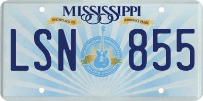 MS license plate LSN855