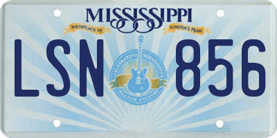 MS license plate LSN856