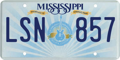 MS license plate LSN857