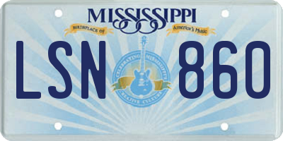MS license plate LSN860