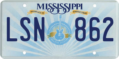 MS license plate LSN862