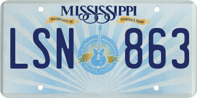 MS license plate LSN863