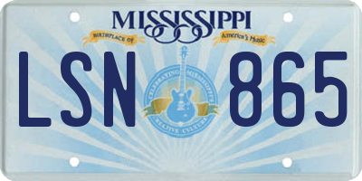 MS license plate LSN865