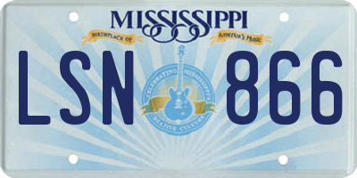 MS license plate LSN866