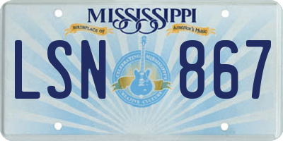 MS license plate LSN867