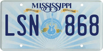 MS license plate LSN868