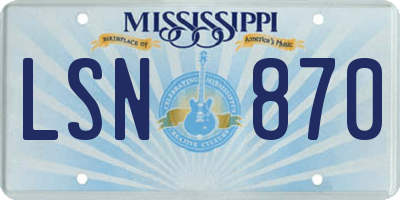 MS license plate LSN870