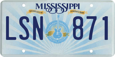 MS license plate LSN871
