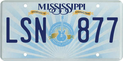 MS license plate LSN877