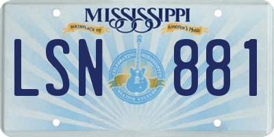MS license plate LSN881