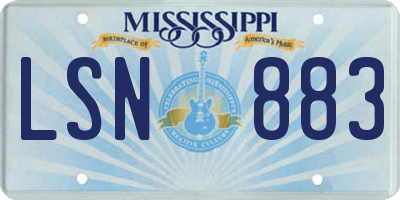 MS license plate LSN883