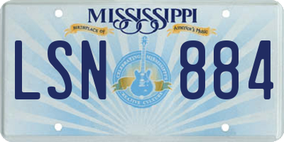 MS license plate LSN884