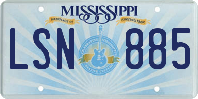 MS license plate LSN885