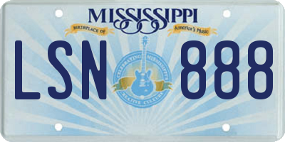 MS license plate LSN888