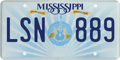 MS license plate LSN889