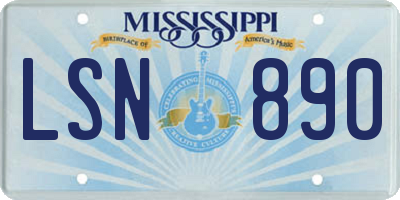 MS license plate LSN890
