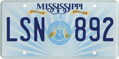 MS license plate LSN892