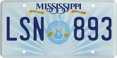 MS license plate LSN893