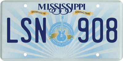 MS license plate LSN908