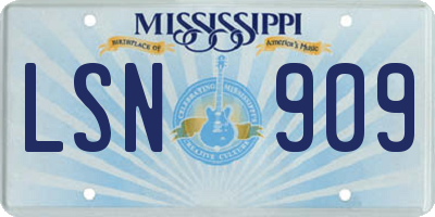 MS license plate LSN909