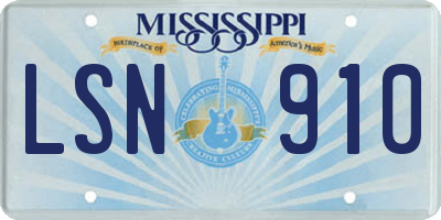 MS license plate LSN910