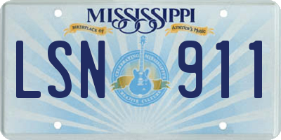 MS license plate LSN911