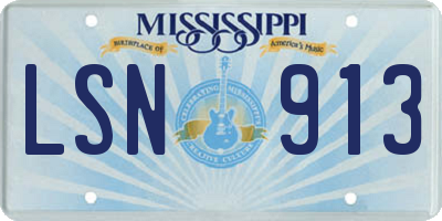 MS license plate LSN913