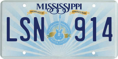 MS license plate LSN914
