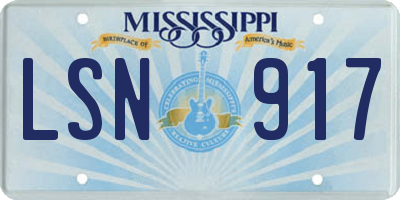 MS license plate LSN917