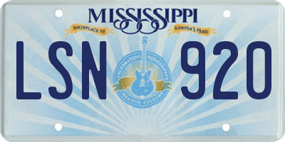 MS license plate LSN920