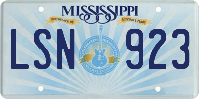 MS license plate LSN923