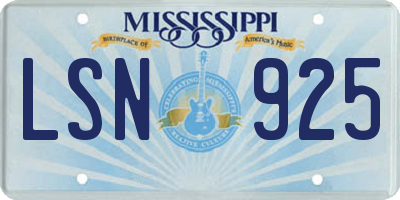 MS license plate LSN925