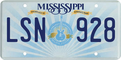 MS license plate LSN928