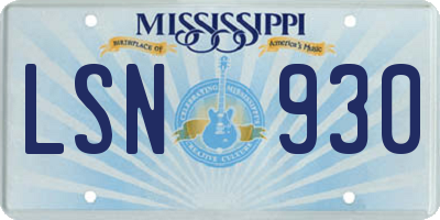 MS license plate LSN930