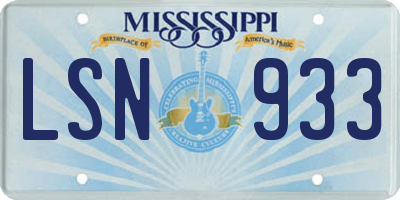 MS license plate LSN933
