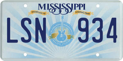 MS license plate LSN934