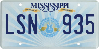 MS license plate LSN935