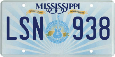 MS license plate LSN938