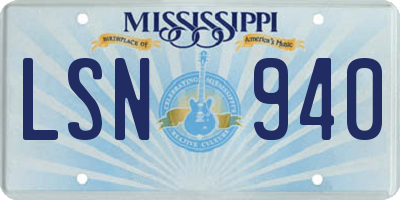 MS license plate LSN940